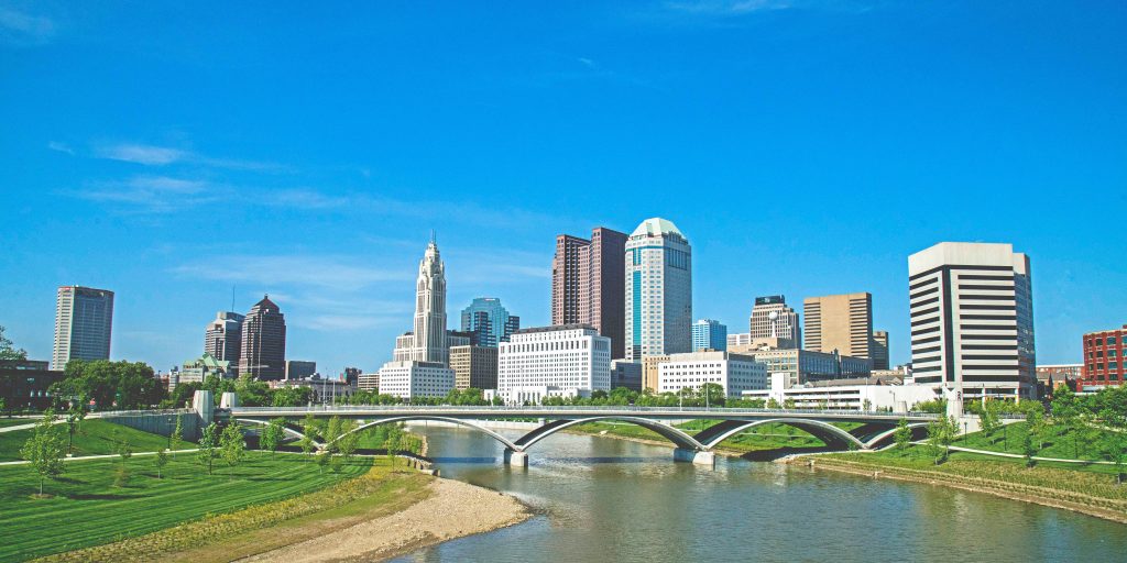 A skyline view of Columbus, Ohio.