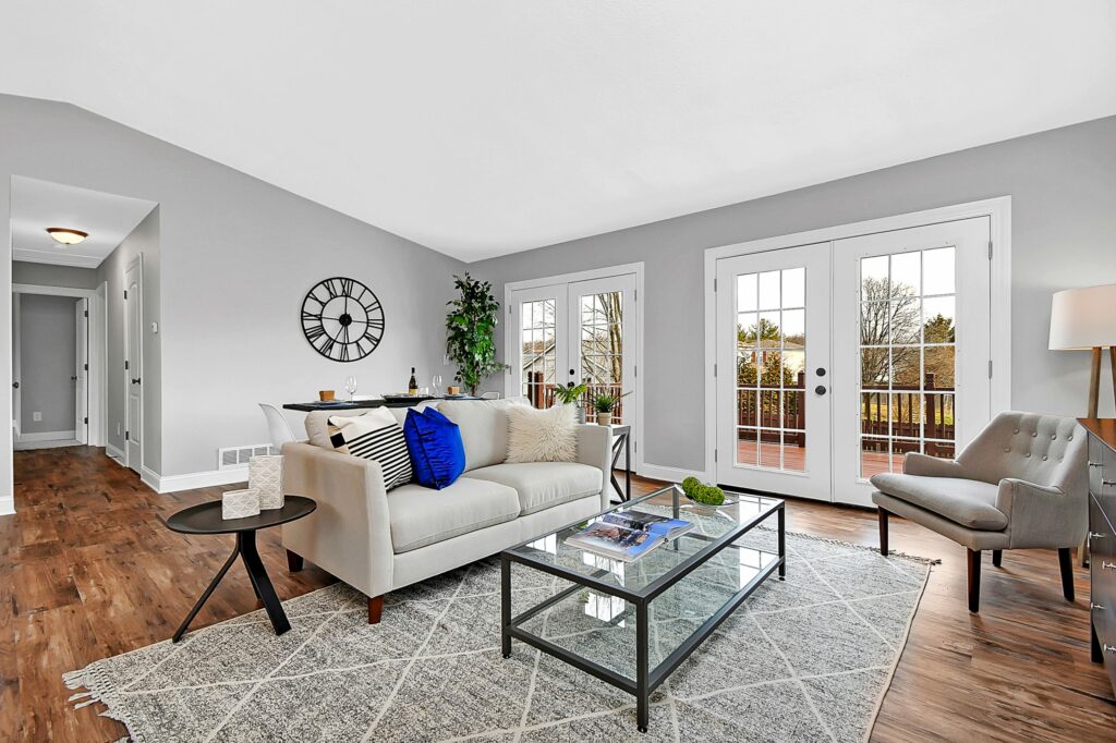 A luxurious living room area in a residential home.