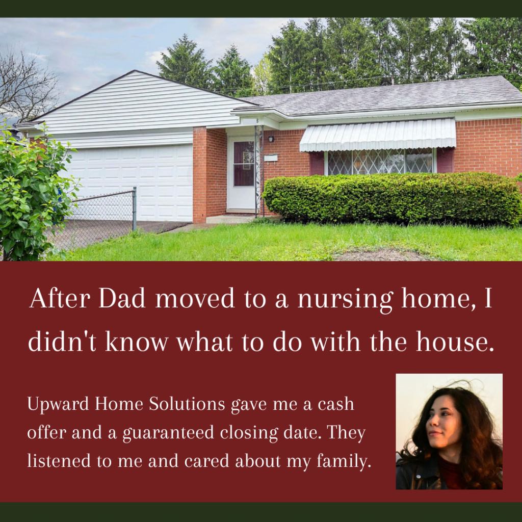 A picture of a home above a seller quote about selling her dad's house.