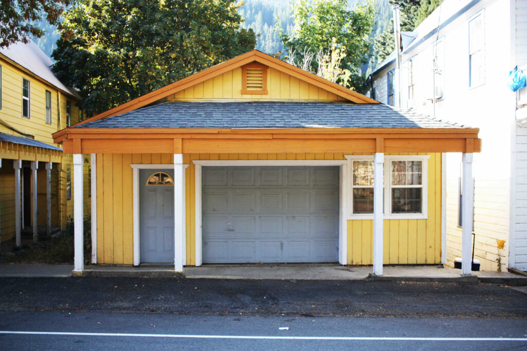 A detached garage that would be perfect for a guest suite garage renovation.